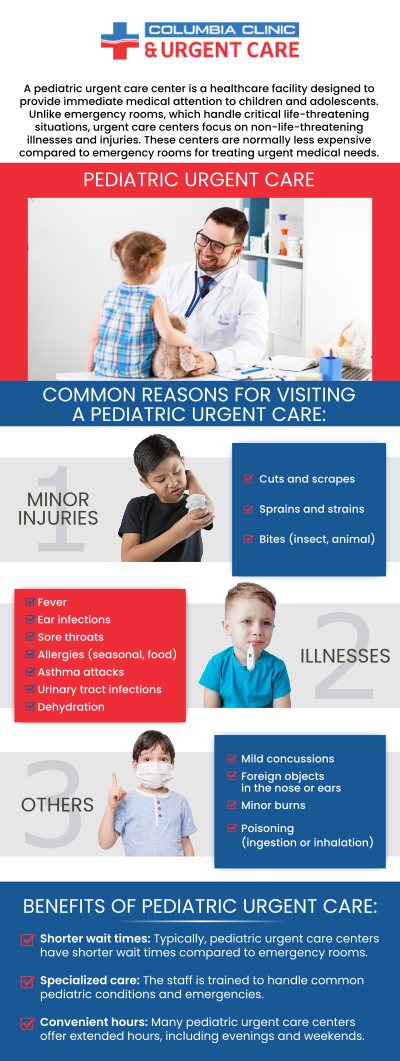 Looking for Kid Urgent Care Medical Services? Look No Further and Come Visit Columbia Clinic Urgent Care! We Have 4 Convenient Locations to Serve You in the Portland, OR Area. Our Pediatric Department Will Make Sure That Your Little Ones Leave Feeling Better. Looking for Kid Urgent Care Medical Services? Look No Further and Come Visit Columbia Clinic Urgent Care! We Have 4 Convenient Locations to Serve You in the Portland, OR Area. Our Pediatric Department Will Make Sure That Your Little Ones Leave Feeling Better.