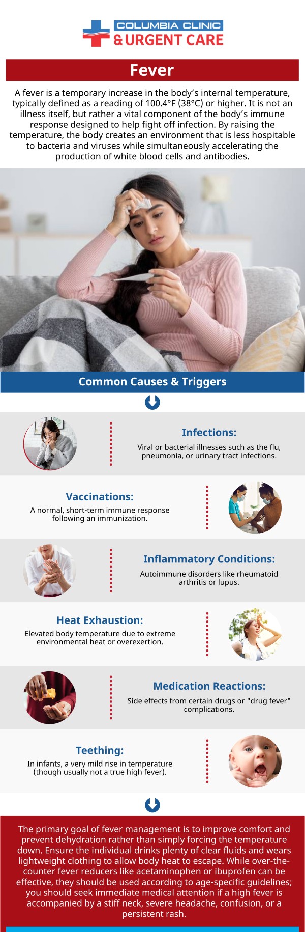 If you or someone you love is suffering from a high fever that is beyond control, please visit Columbia Clinic Urgent Care today. For more information, call us or book an appointment online. We have convenient locations to serve you in Portland OR and Tigard OR. If you or someone you love is suffering from a high fever that is beyond control, please visit Columbia Clinic Urgent Care today. For more information, call us or book an appointment online. We have convenient locations to serve you in Portland OR and Tigard OR.