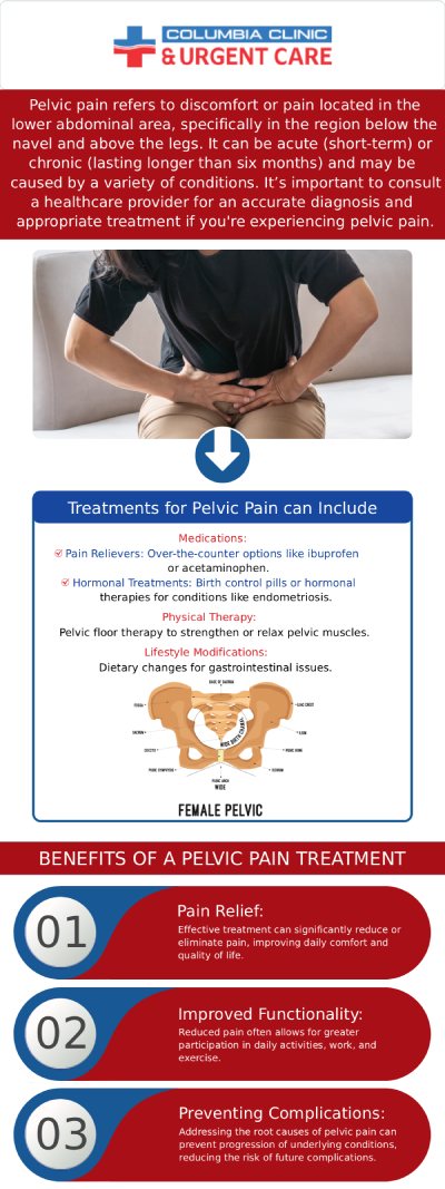 Experiencing random pain in the uterus when you are not on your period may be a sign of various underlying problems. Hormonal irregularities, ovarian cysts, and even conditions like endometriosis are potential causes. For this reason, uterus pain should always be taken seriously, especially if you are unaware of the cause. At Columbia Clinic Urgent Care, our medical professionals provide comprehensive treatment to address underlying concerns. For more information, contact us or book an appointment online. We have convenient locations to serve you at Tibbetts St Portland, Stark Street Portland and Tigard, OR.