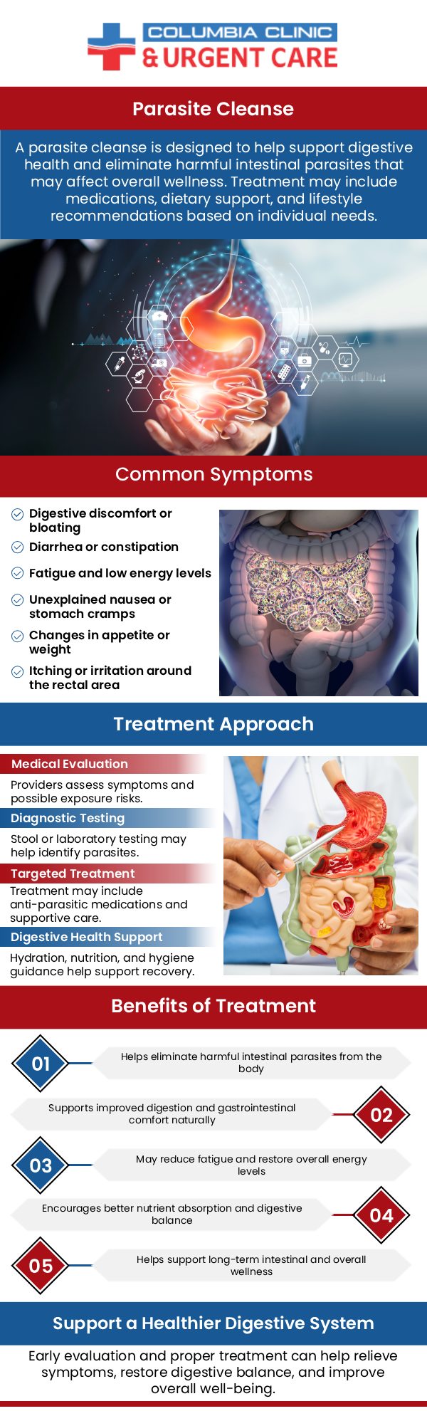 A parasite cleanse can improve your health by helping eliminate harmful toxins and parasites that may be affecting your digestive system, energy levels, and overall well-being. At Columbia Clinic Urgent Care, our team offers guidance on how a targeted parasite cleanse can restore balance to your body, enhance nutrient absorption, and support immune function. Trust our team to help you achieve a healthier, more energized life through a comprehensive parasite cleanse. For more information, please contact us or request an appointment online. We have convenient locations to serve you at Tibbetts St Portland, Stark Street Portland, and Tigard, OR. We also accept walk-ins. A parasite cleanse can improve your health by helping eliminate harmful toxins and parasites that may be affecting your digestive system, energy levels, and overall well-being. At Columbia Clinic Urgent Care, our team offers guidance on how a targeted parasite cleanse can restore balance to your body, enhance nutrient absorption, and support immune function. Trust our team to help you achieve a healthier, more energized life through a comprehensive parasite cleanse. For more information, please contact us or request an appointment online. We have convenient locations to serve you at Tibbetts St Portland, Stark Street Portland, and Tigard, OR. We also accept walk-ins.