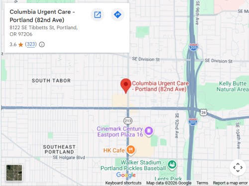 Directions to Urgent Care in Portland OR on SE Tibbetts St.